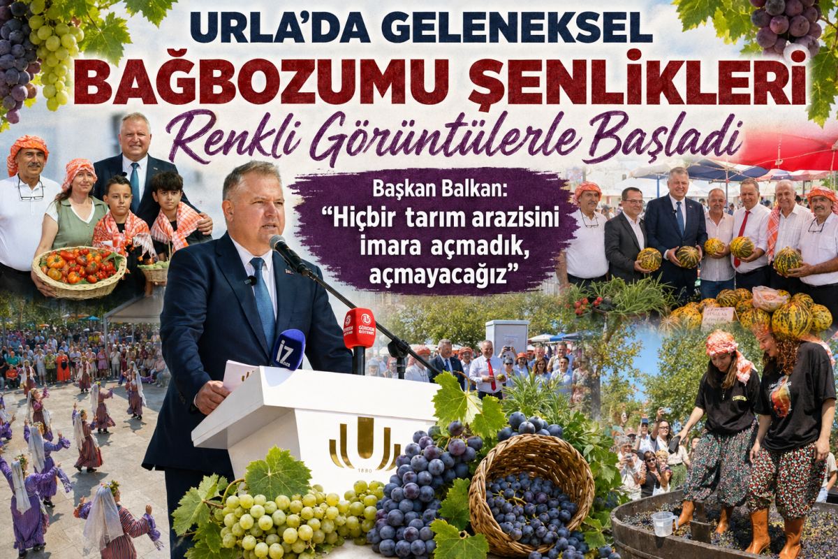 URLA’DA GELENEKSEL BAĞBOZUMU ŞENLİKLERİ RENKLİ GÖRÜNTÜLERLE BAŞLADI