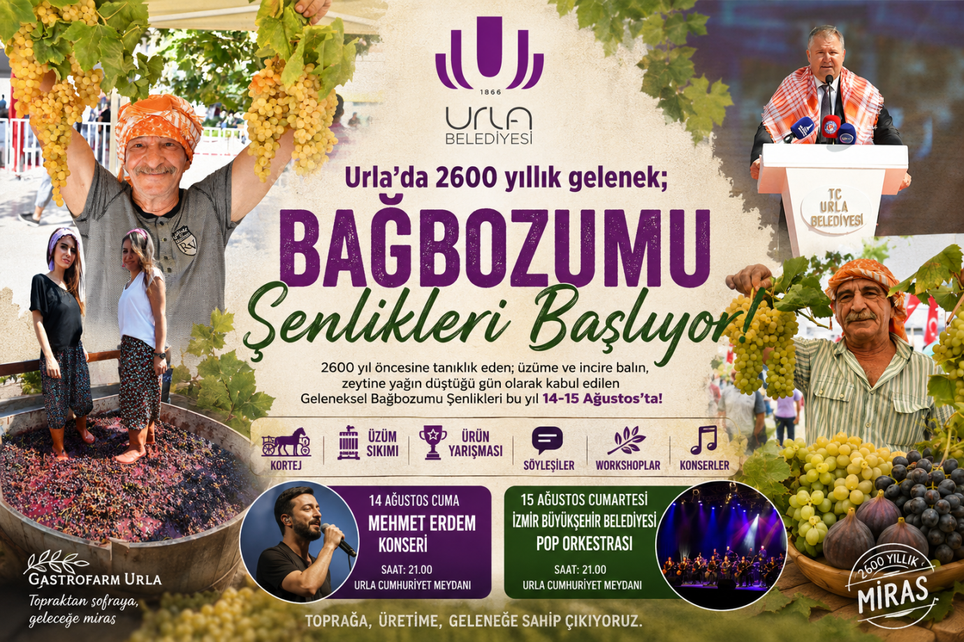 Urla’da 2600 yıllık Bağbozumu Şenlikleri başlıyor