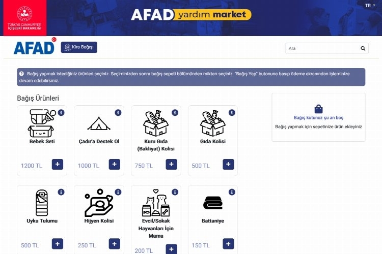 AFAD 'Yardım Market' uygulaması başlattı.