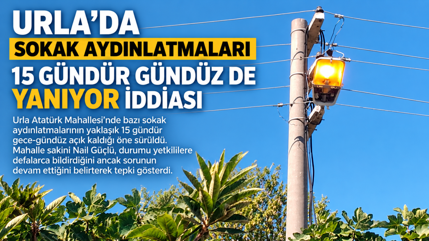 URLA’DA SOKAK AYDINLATMALARI 15 GÜNDÜR GÜNDÜZ DE YANIYOR İDDİASI