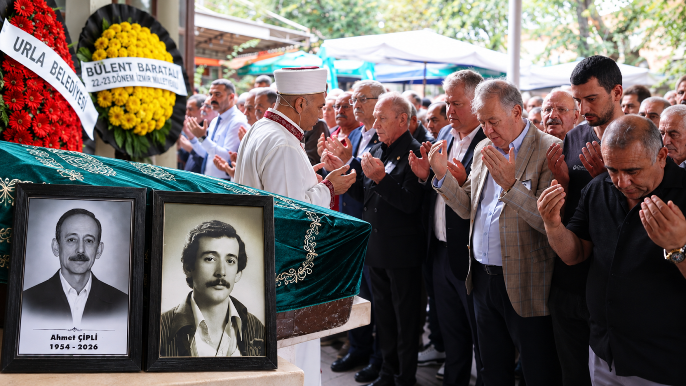 GAZETECİ AHMET ÇİPLİ, URLA’DA SON YOLCULUĞUNA UĞURLANDI